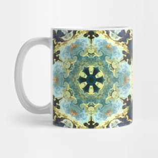 Psychedelic Kaleidoscope Blue Yellow and Brown Mug